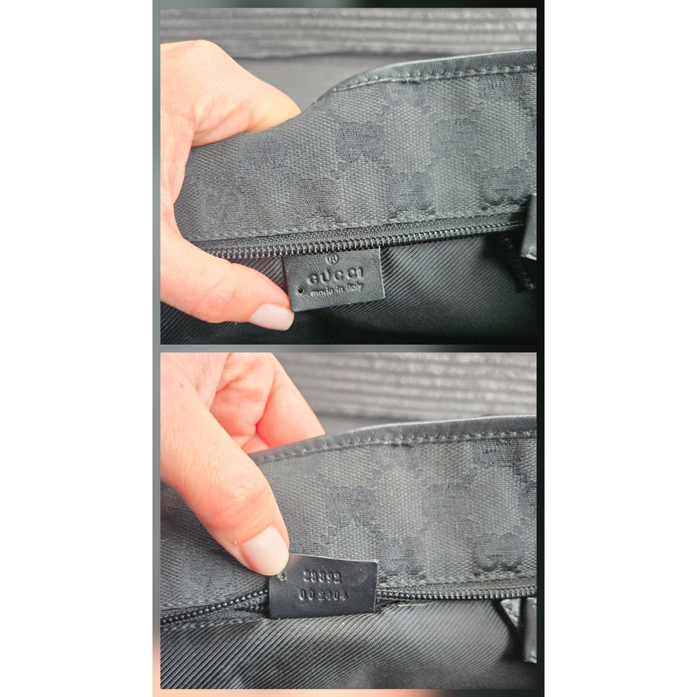 Gucci GG Monogram Canvas Tote Bag Black Leather Trim Shoulder Bag Made in Italy - Picture 5 of 12